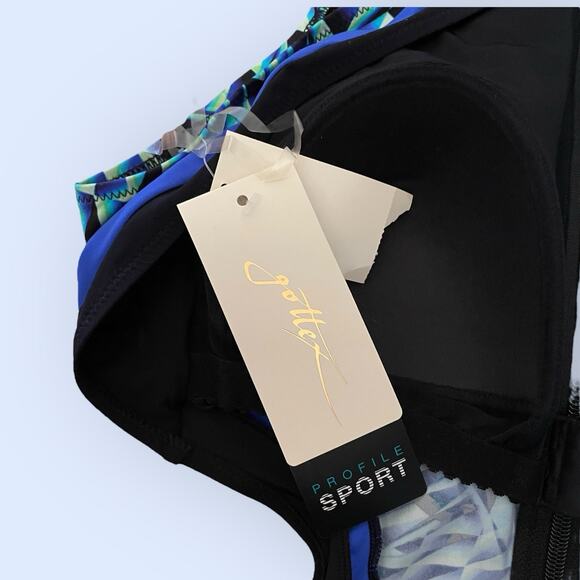 GOTTEX Profile Swimsuit Sz 10 NWT Black Blue Green Zip Formation 1 Pc Beach NEW - Picture 8 of 11